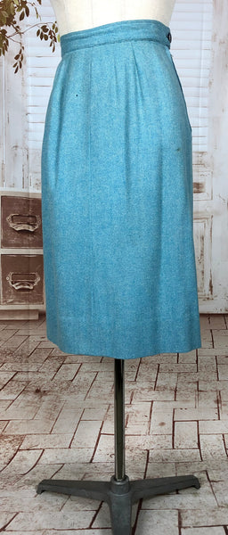 Amazing Original 1940s Vintage Sky Blue Skirt Suit By Handmacher