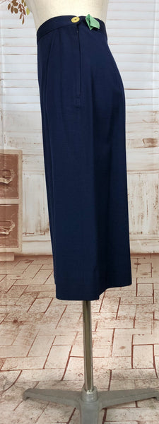 Beautiful Navy Blue Double Breasted 1940s Suit With Tiered Waist