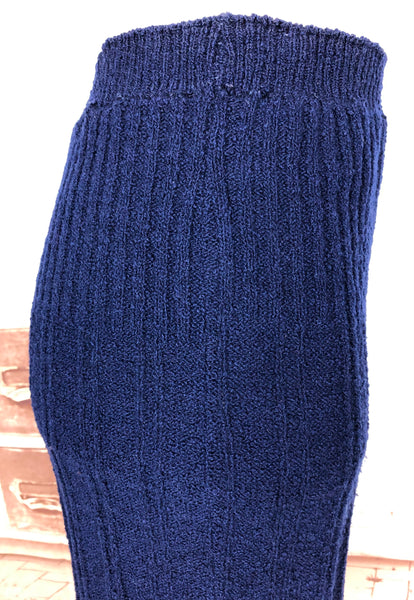 Cozy 1940s Royal Blue Knit Set with Geometric Detailing