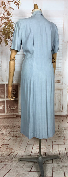 Original 1940s Volup Pinstriped Shirtwaister Dress With Sharp Dagger Collar