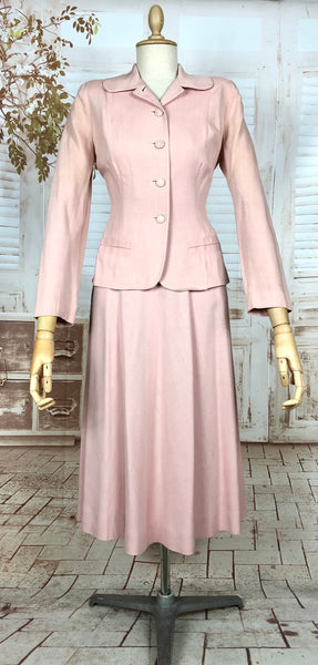 Amazing Original 1940s Vintage Blush Pink Summer Suit By Betty Rose