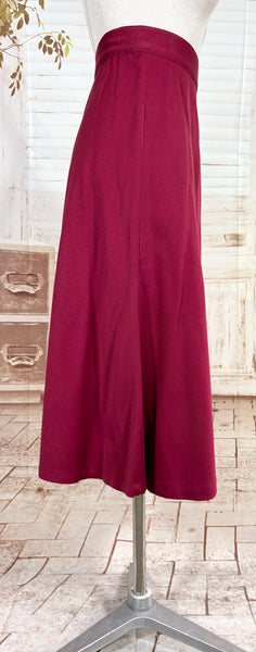 Fabulous Burgundy Red Double Breasted 1940s Skirt Suit