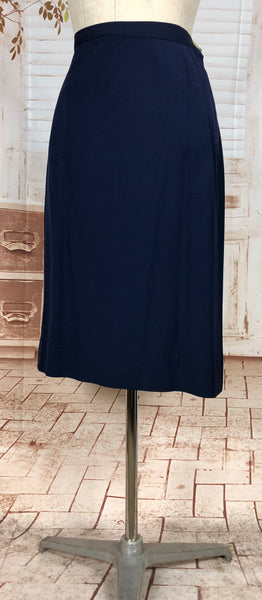 Beautiful Navy Blue Double Breasted 1940s Suit With Tiered Waist