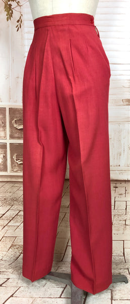 Exceptionally Rare Original 1940s Red Pant Suit By Hobbies Sportwear