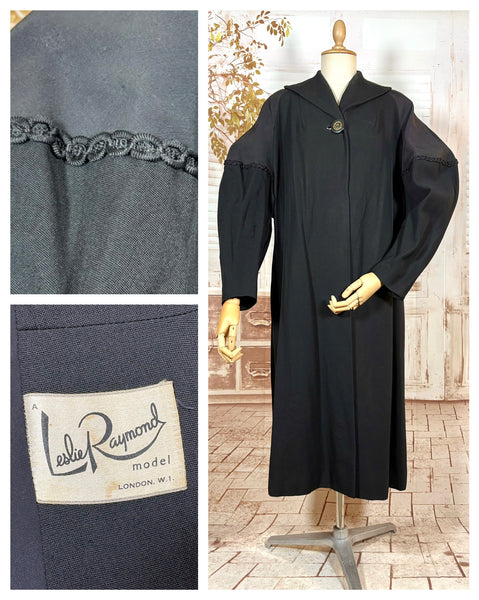 1940s Black Rayon Faille Volup Coat with Bishop Sleeves – Leslie Raymond, London