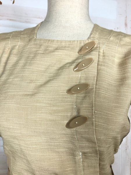 Rare Original 1930s Vintage Asymmetric Cream Rayon Faille Skirt Suit