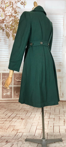 Stunning Forest Green Original 1940s Belted Princess Coat