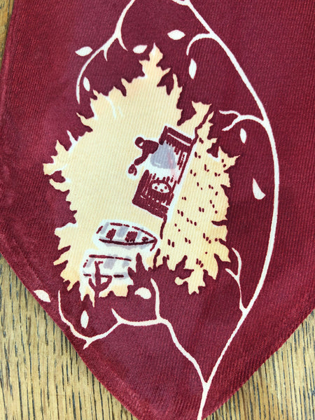 Original 1940s American Red Dutch Tourist Inspired Rayon Swing Tie Made From Van Gough Inspirations Fabric By Majestic Cravats