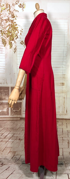 Amazing Lipstick Red 1940s Corduroy Zip Front Dress