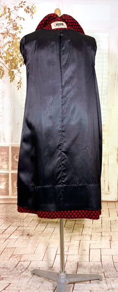 Fabulous Late 1940s Red And Black Check Coat By Betty Rose