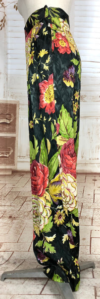 Exceptional Original 1940s Vintage Vibrant Oriental Print Lounge Pant Suit