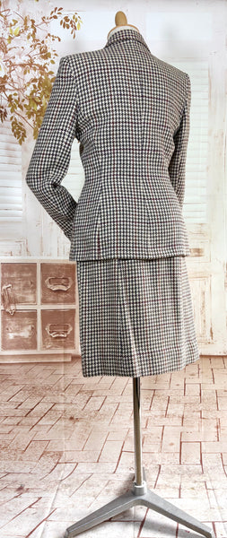 1940s Peck & Peck Houndstooth Scottish Wool Skirt Suit