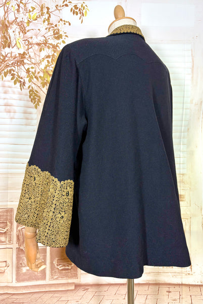 Exceptionally Rare 1940s Gold Lamé Embroidered Coat By Evalen