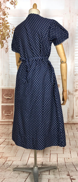 1940s Red White And Blue Spotted Day Dress