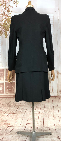 Stunning Original 1940s Vintage Black CC41 Utility Label Skirt Suit