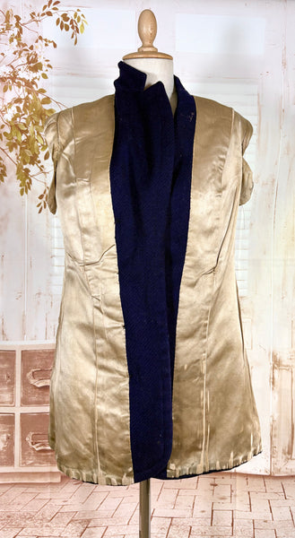 Rare Edwardian / 1910s Navy Blue Riding Coat With Asymmetric Closure