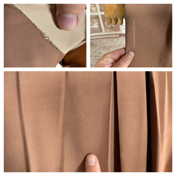 1940s Colour Block Day Dress in Mocha, Cream & Dusty Blue