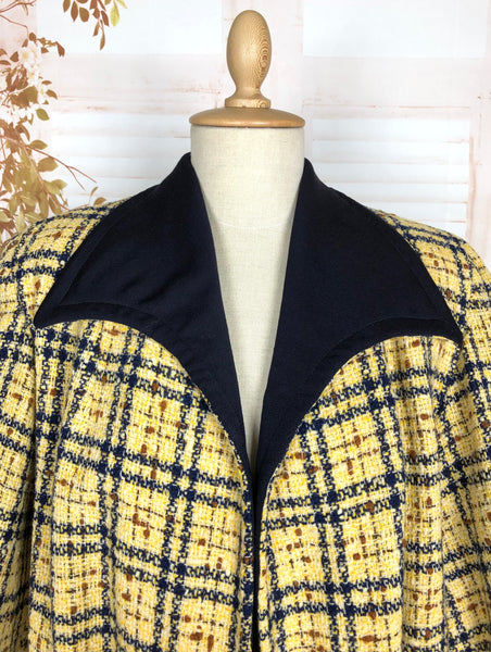 LAYAWAY PAYMENT 3 OF 3 - RESERVED FOR KELLY - Amazing Original 1940s Volup Mustard Yellow Plaid Swing Coat