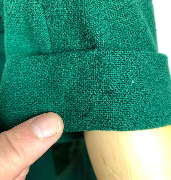 Stunning Emerald Green Volup Late 1940s / Early 1950s Wool Dress