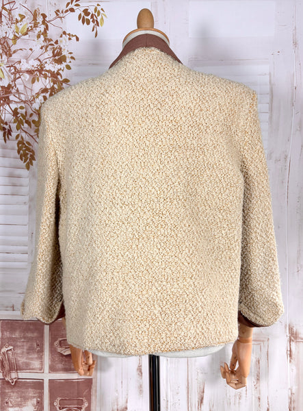 1940s–1950s Camico Boucle Swing Jacket in Cream and Mocha