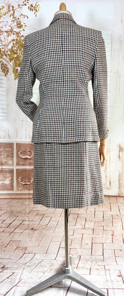 1940s Peck & Peck Houndstooth Scottish Wool Skirt Suit
