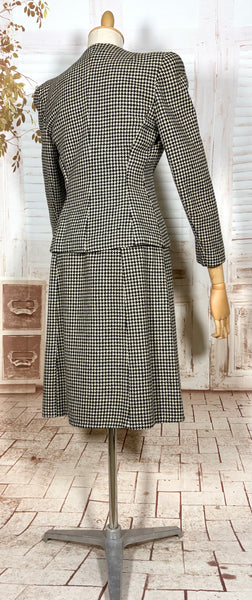 Super Structured 1940s Black And White Houndstooth Suit