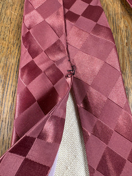 Rare 1940s Burgundy Check Handpainted Sailing Tie By Genie Creations
