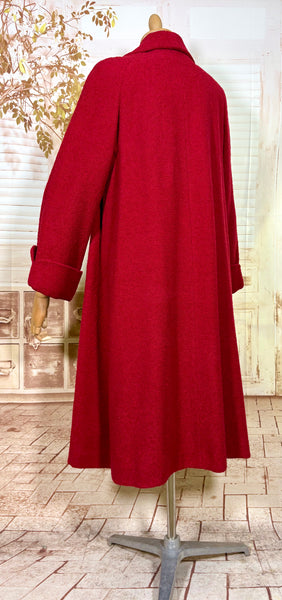 Lipstick Red Late 1940s / Early 1950s Volup Swing Coat By Rothmoor