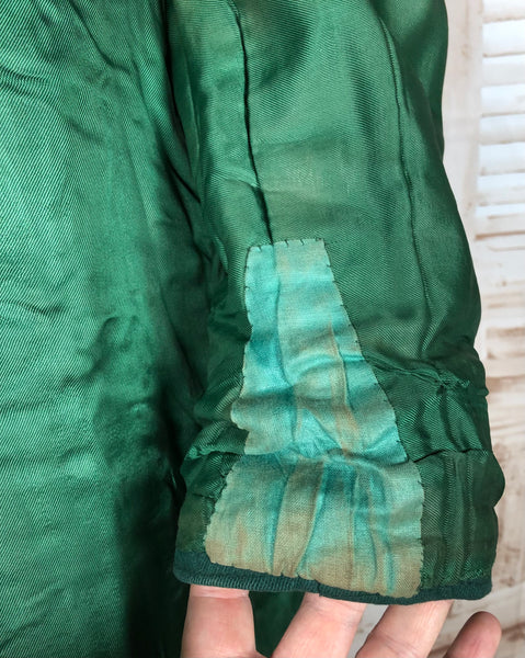 Stunning Forest Green Original 1940s Belted Princess Coat