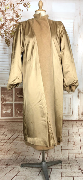 LAYAWAY PAYMENT 1 OF 2 - RESERVED FOR KARINA - Exquisite Original 1940s Vintage Tan Wool Belted Wrap Coat