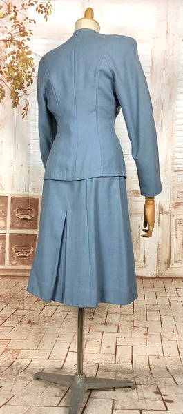Stunning Periwinkle Blue 1940s Suit With Rouleau Waist Tie