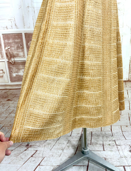 Unusual Late 1940s / Early 1950s Woven Hemp / Raffia Summer Skirt - French Couture