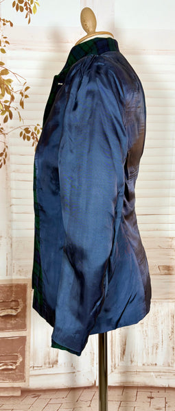 Green and Blue Tartan Plaid 1940s Blazer
