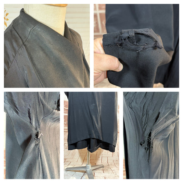 1940s Black Rayon Faille Volup Coat with Bishop Sleeves – Leslie Raymond, London