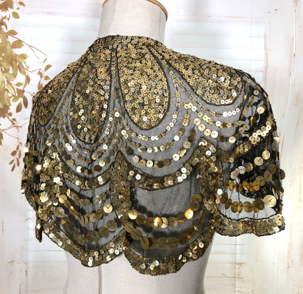 Exceptional 1930s Gold Sequin Eveningwear Capelet
