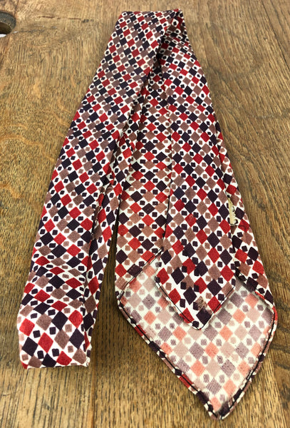1950s Red, Tan & Burgundy Diamond Check Rayon Tie – Elder's, Dayton