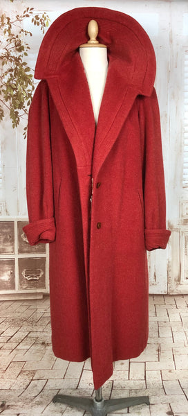 LAYAWAY PAYMENT 2 OF 2 - RESERVED FOR BIRGIT - Incredible Original Late 1940s Volup Vintage Lipstick Red Swing Coat With Huge Collar