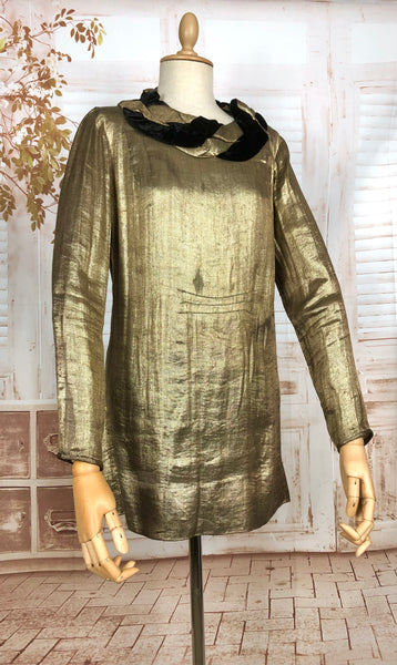 Incredible Original 1920s Antique Gold Lame Tunic