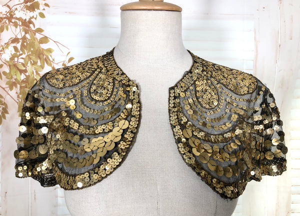 Exceptional 1930s Gold Sequin Eveningwear Capelet