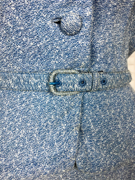 Wonderful Late 1940s Sky Blue Belted Skirt Suit