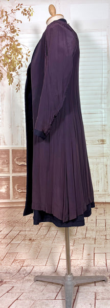 Early 1940s Navy Blue Fitted Wartime Princess Coat