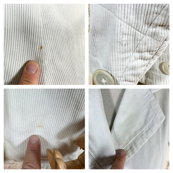 1930s White Self-Striped Lightweight Coat | Art Deco Era Vintage Jacket