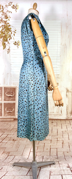 Late 1940s / Early 1950s Blue Print Dress Suit