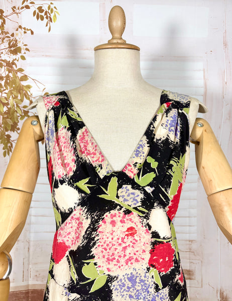 Incredible Late 1920s / Early 1930s Floral Silk Slip Dress
