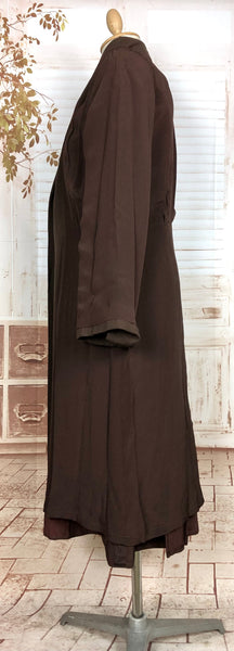 LAYAWAY PAYMENT 1 OF 4 - RESERVED FOR SARA - Wonderful Classic 1940s Original Vintage Wartime Chocolate Brown Belt Back Princess Coat With Dinner Plate Double Elevens Utility Label