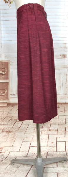 Stunning 1940s Striped Red Faille Suit By Lampl