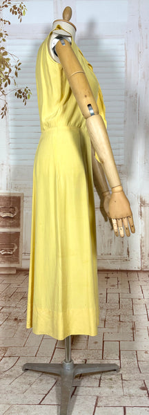 1930s Sunshine Yellow Tie-Neck Day Dress