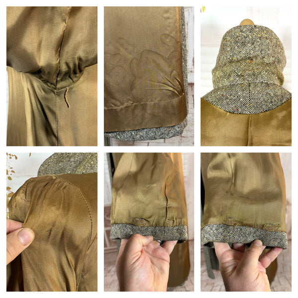 1940s Atomic Fleck Tweed Coat – Strong Shouldered Flecked Tweed Swing Coat