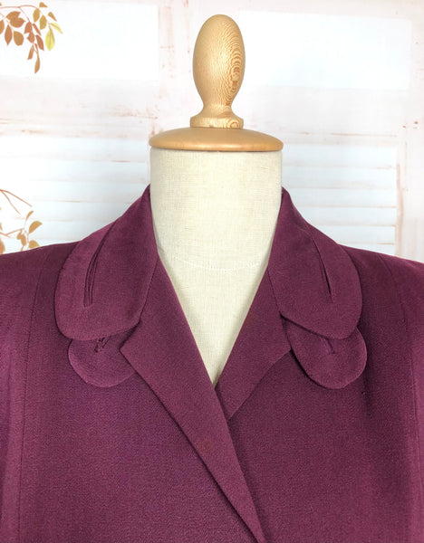 Beautiful Original 1940s Vintage Berry Purple Gabardine Skirt Suit