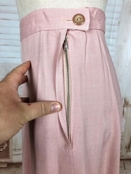 Amazing Original 1940s Vintage Blush Pink Summer Suit By Betty Rose